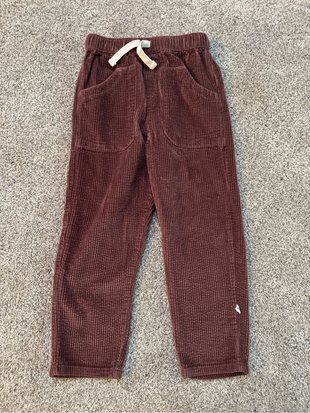 Easy Peasy Kids Corduroy Pants with Drawstring Dark Tan Size 5t Organic Cotton